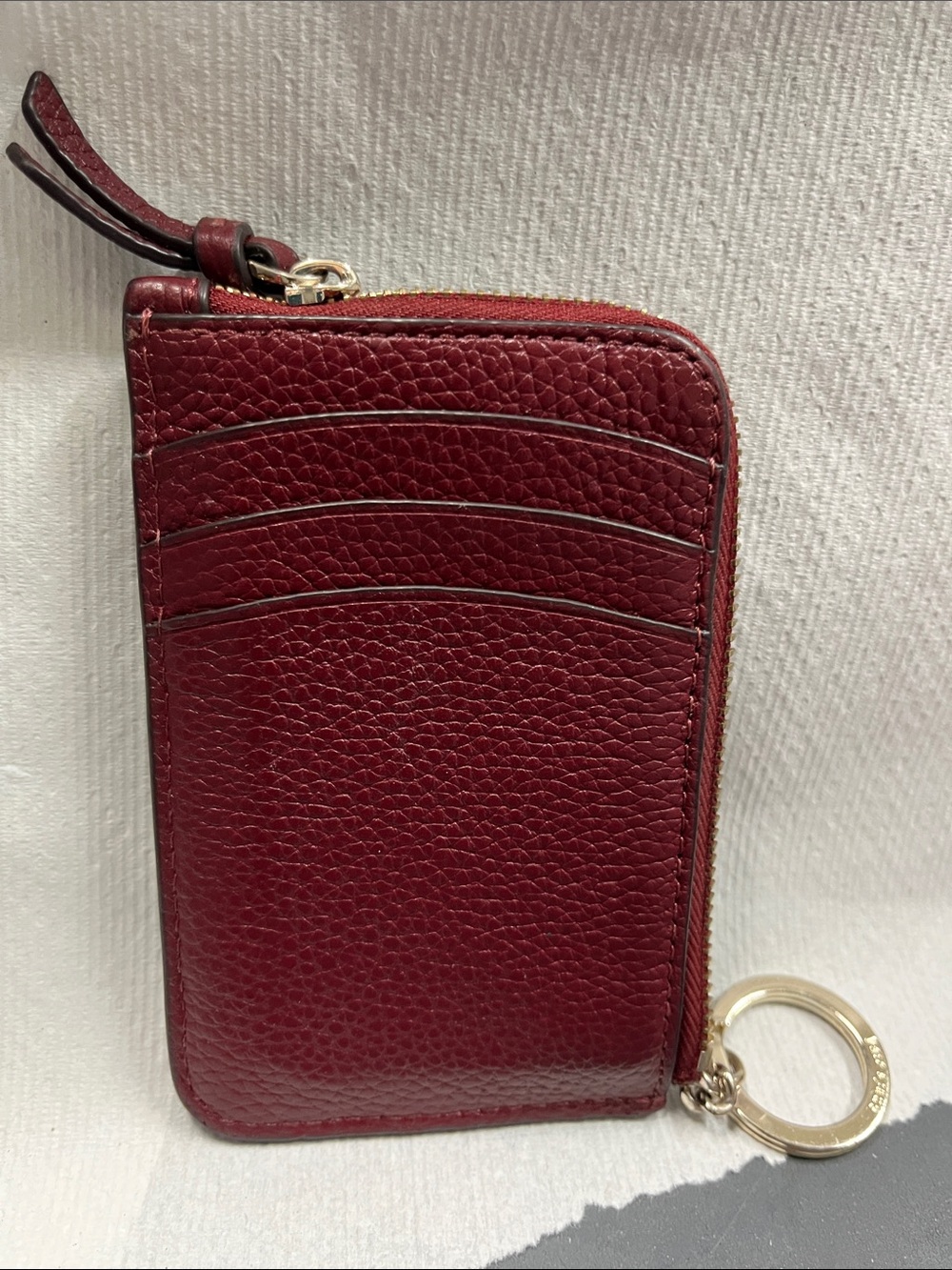 EUC kate spade Deep Burgundy Knot  Leather Card Case with Keyring - Picture 3 of 10